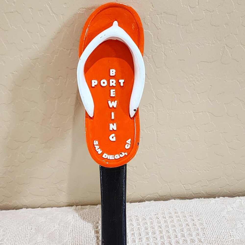 Original Port Brewing Orange Flip Flop Sandal San Diego CA Beer Pull Tap Handle